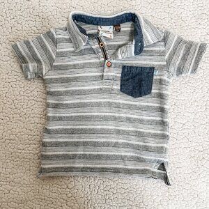 Fore!! Axel and Hudson Gray/White/Blue Stripe Polo *